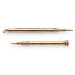 A 9ct gold propelling pencil, and another with mark of Sampson Mordan,