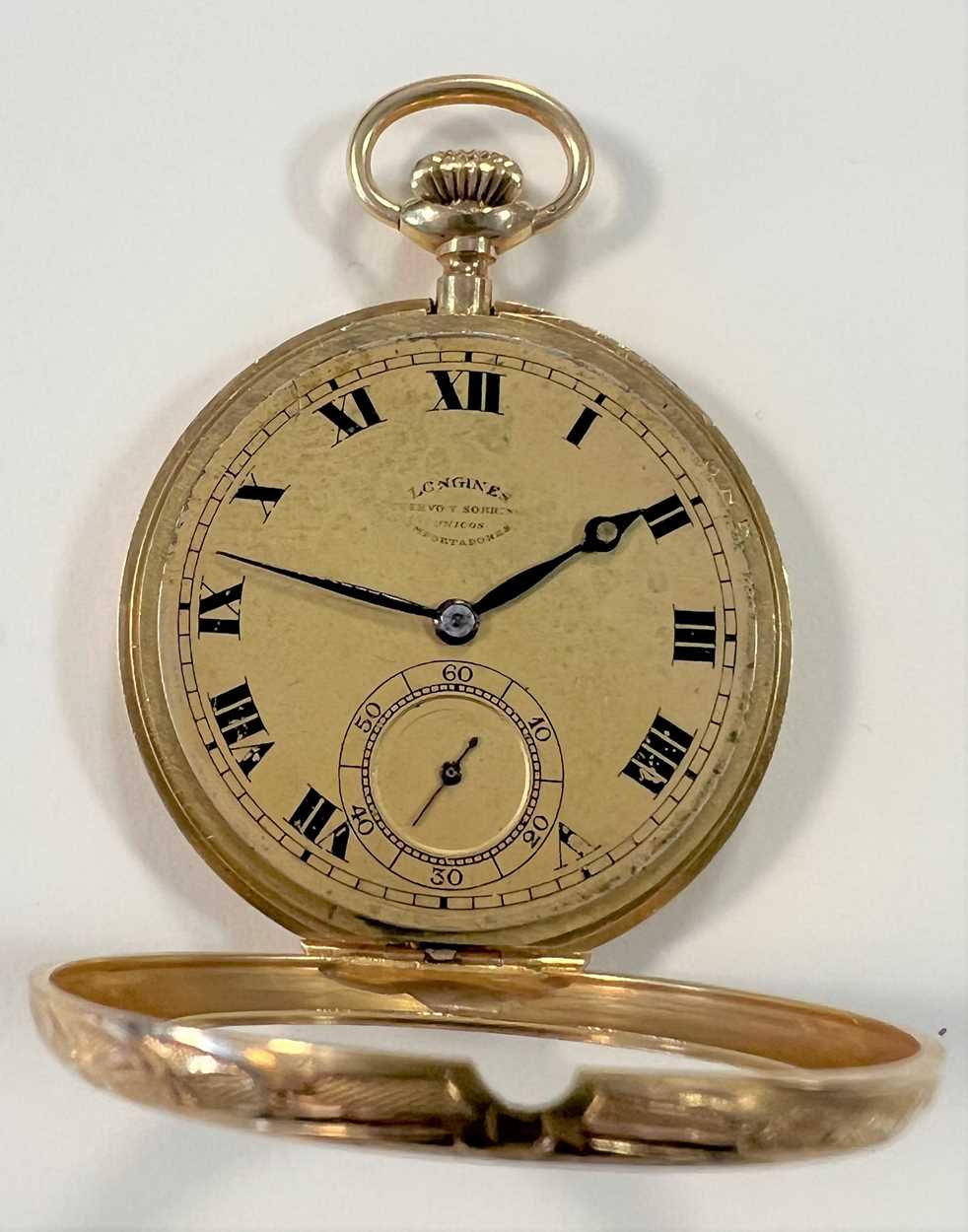 Longines for Cuervo y Sobrinos, Havana - A Swiss 18ct gold open faced pocket watch with unusual fron - Image 2 of 8