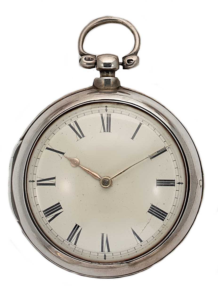 James Wilson, London - An early 19th century Sterling silver pair cased pocket watch,