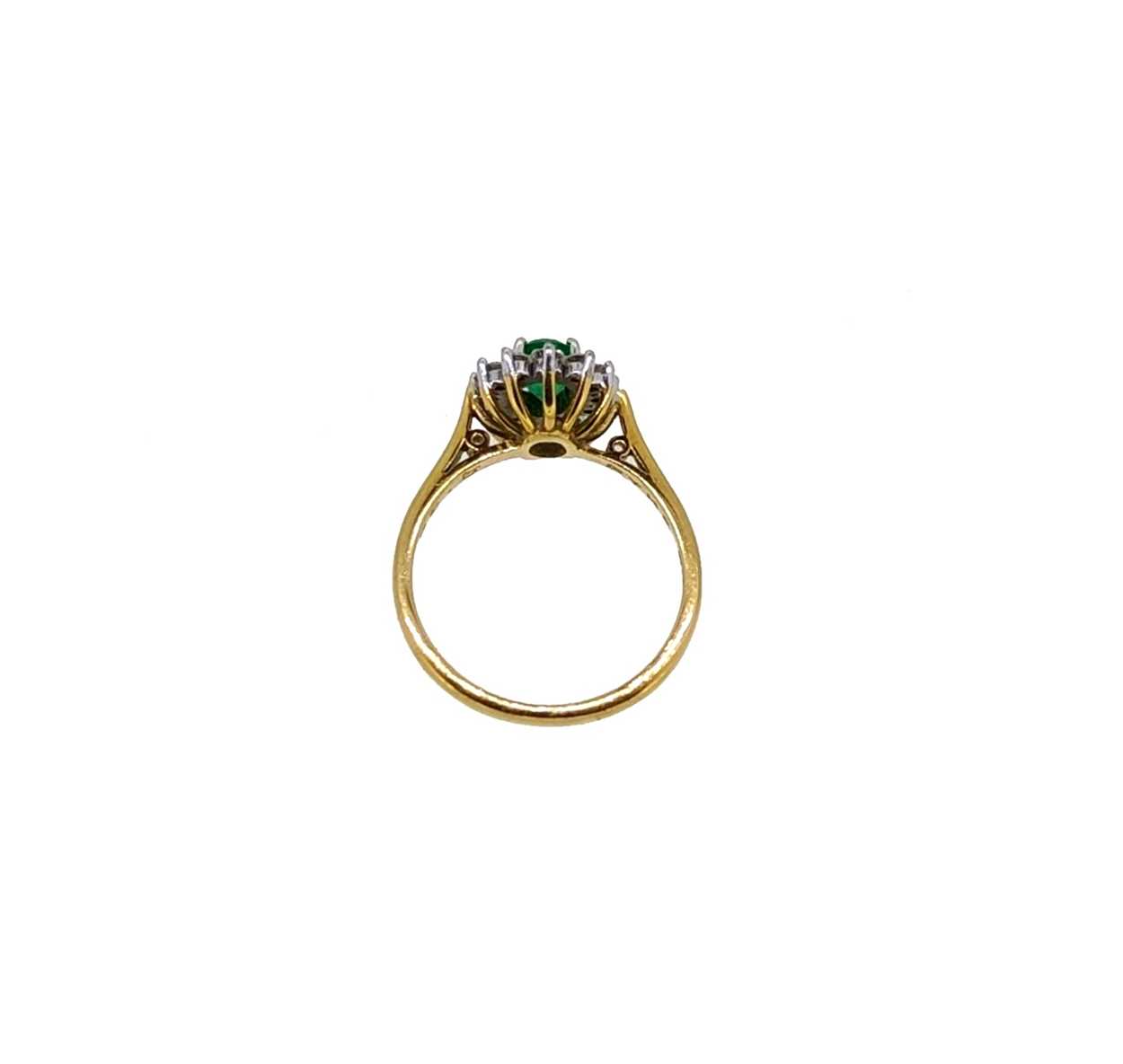 An 18ct gold emerald and diamond cluster ring, - Image 3 of 4