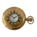 J.W. Benson, London - A 9ct gold half hunter pocket watch,