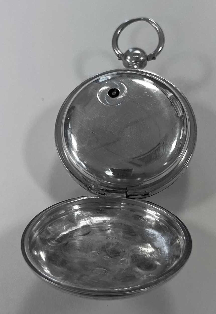 William Nadauld, London - An early 19th century open faced pocket watch in a later Sterling silver c - Image 3 of 10