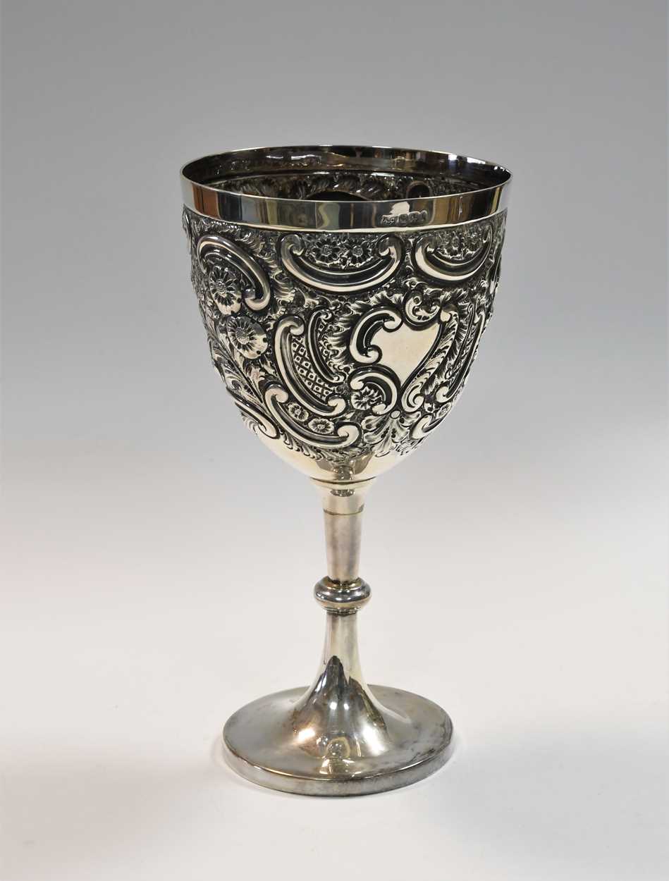 A Victorian silver oversized goblet, - Image 2 of 7