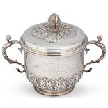 An Edward VII silver oversized porringer and cover,