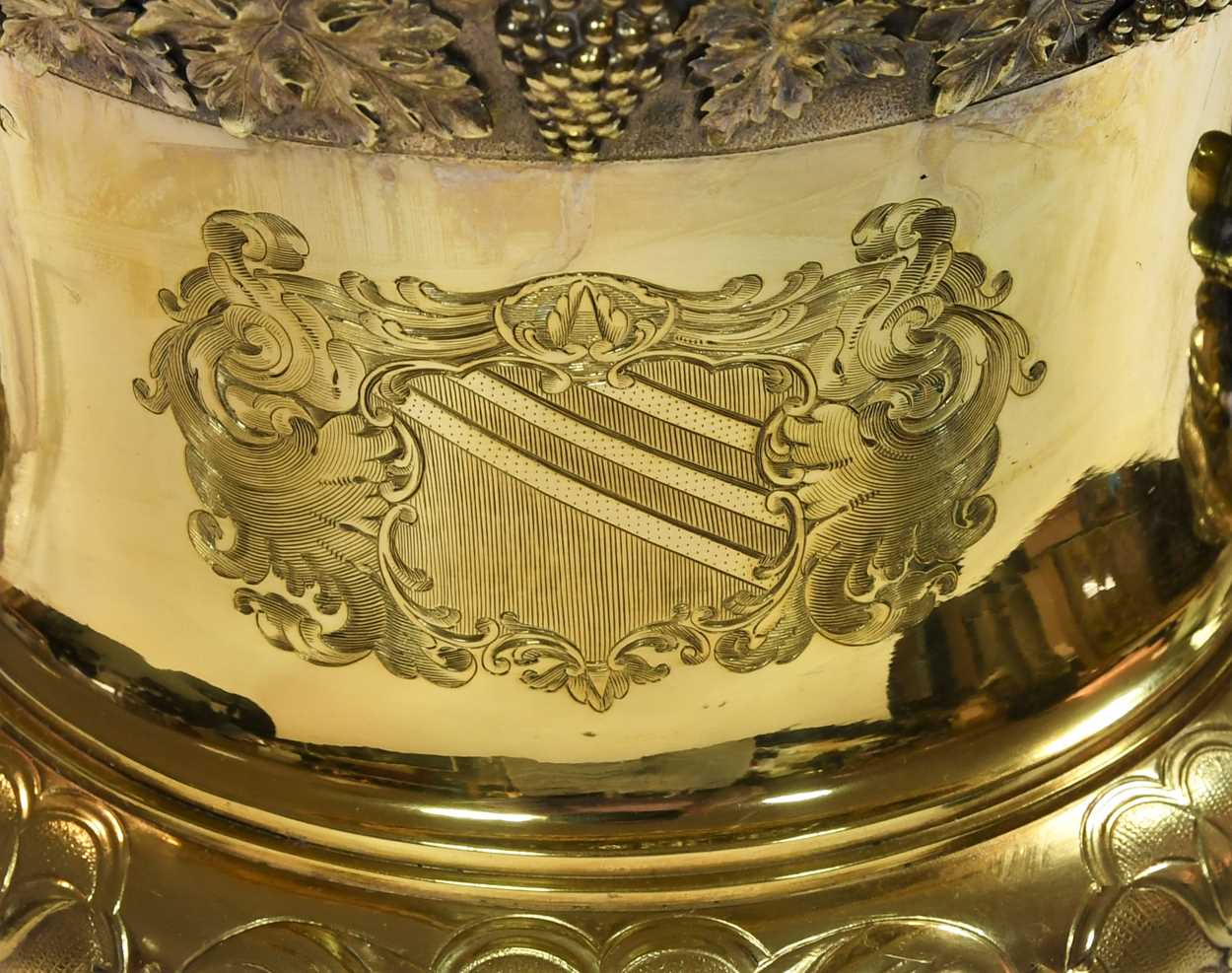 A large and important George III silver gilt two handled presentation cup and cover, - Image 3 of 10