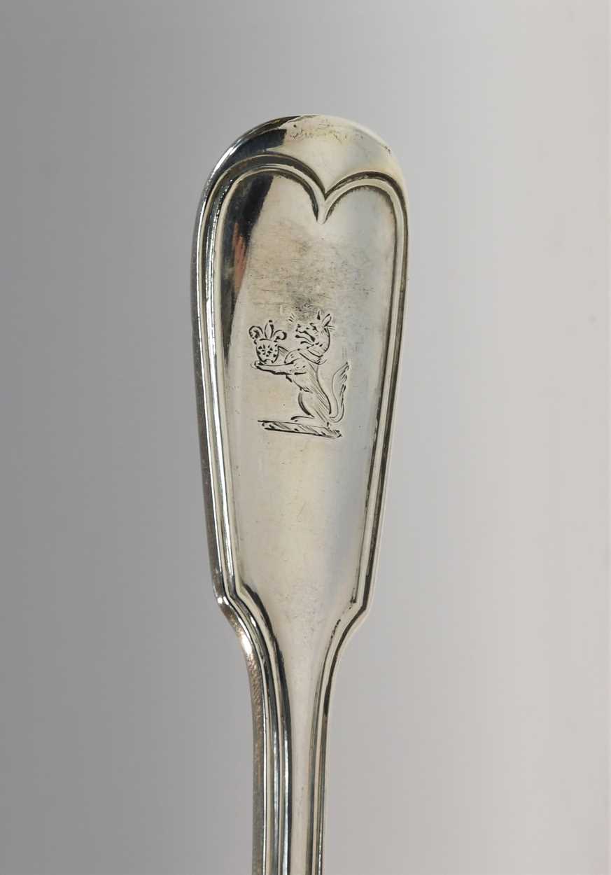 A 33-piece set of Victorian silver flatware, mark of Hunt & Roskell with 23 additions, - Image 2 of 7