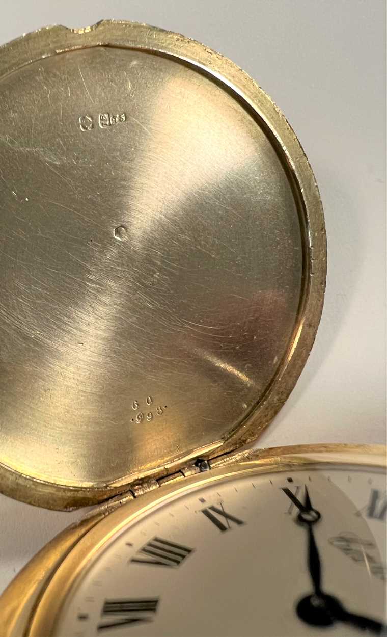 Cartier - An 18ct gold exceptionally slim hunter dress pocket watch, - Image 5 of 14