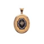 A Victorian agate and diamond set hinged locket,