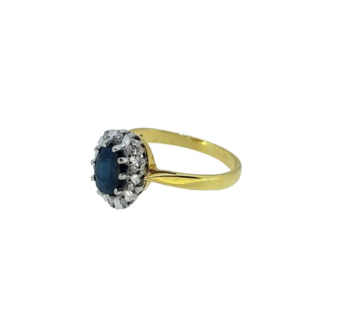 A late 20th century 18ct gold sapphire and diamond cluster ring, - Image 2 of 3
