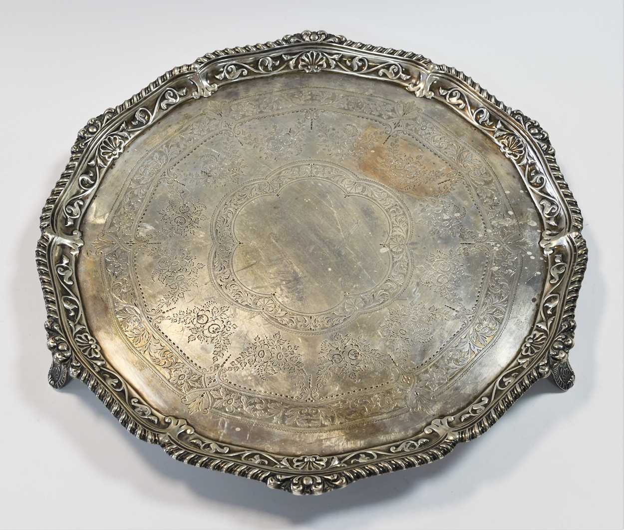 A Victorian silver salver, - Image 3 of 6