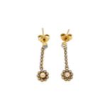 A pair of Edwardian split pearl ear pendants,