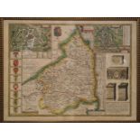 John Speed A map of Northumberland with inset armorials and plans of Newcastle and Berwick,