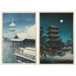 Kawase Hasui (1883-1957) Spring Snow at Kiyomizu, Kyoto, woodblock, signed lower right, 39 x 26cm (