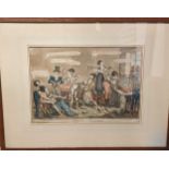 Satirical cartoons. Dandies Dressing, Regency period coloured etching published by Le Petit, 22.5