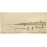 William Lionel Wyllie (1851-1931) Children Playing Golf on St Andrews Sands, Scotland, signed and