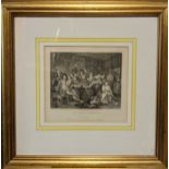 After William Hogarth.A collection of six later prints in gilt frames, including: Canvassing for