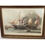 R G and A W Reeve after S. WaltersThe President Steam Ship, hand coloured aquatint, a later