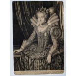 A collection of four engravings, including, Boëtius Adamsz Bolswert, portrait of Elizabeth I,