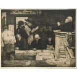 William Strang (1859-1921) A Sale of Prints at Sotheby's, etching, signed below by the artist and