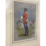 Two historical military uniform studies, '14th King's Dragoons 1742', watercolour, signed 'Fuzet' 17