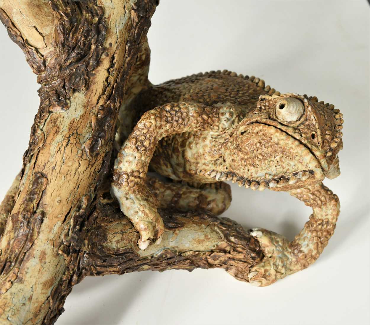 § David Cooke (1970-), a ceramic sculpture of a chameleon on a branch, 1996, - Image 3 of 12