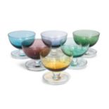 Attributed to Saara Hopea for Nuutajarvi, a set of six coloured glass ice cream bowls, 1960s,