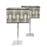A pair of contemporary table lamps with handmade Neisha Crosland shades,
