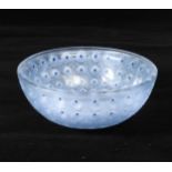 Nemours, an R. Lalique frosted and polished glass bowl heightened in blue,