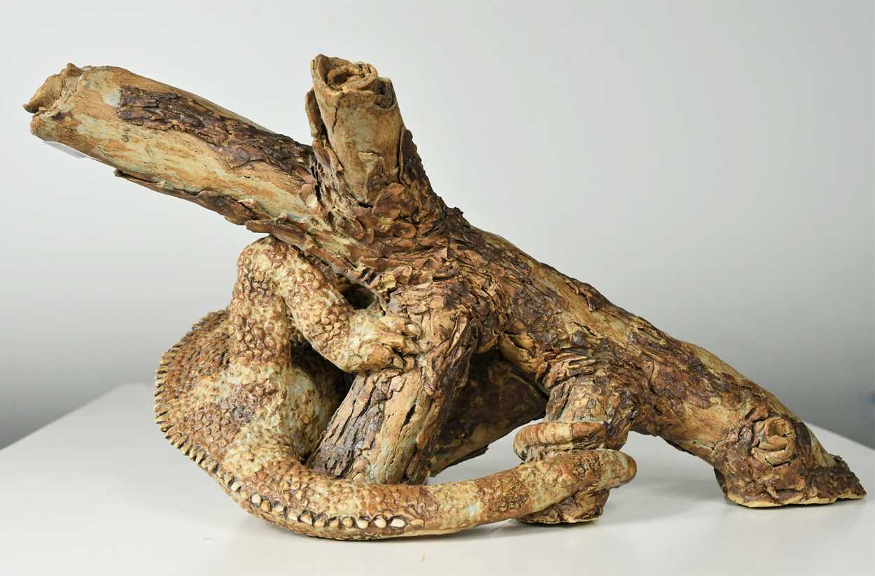§ David Cooke (1970-), a ceramic sculpture of a chameleon on a branch, 1996, - Image 8 of 12