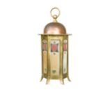 An Arts & Crafts Glasgow School copper and brass hall lantern,