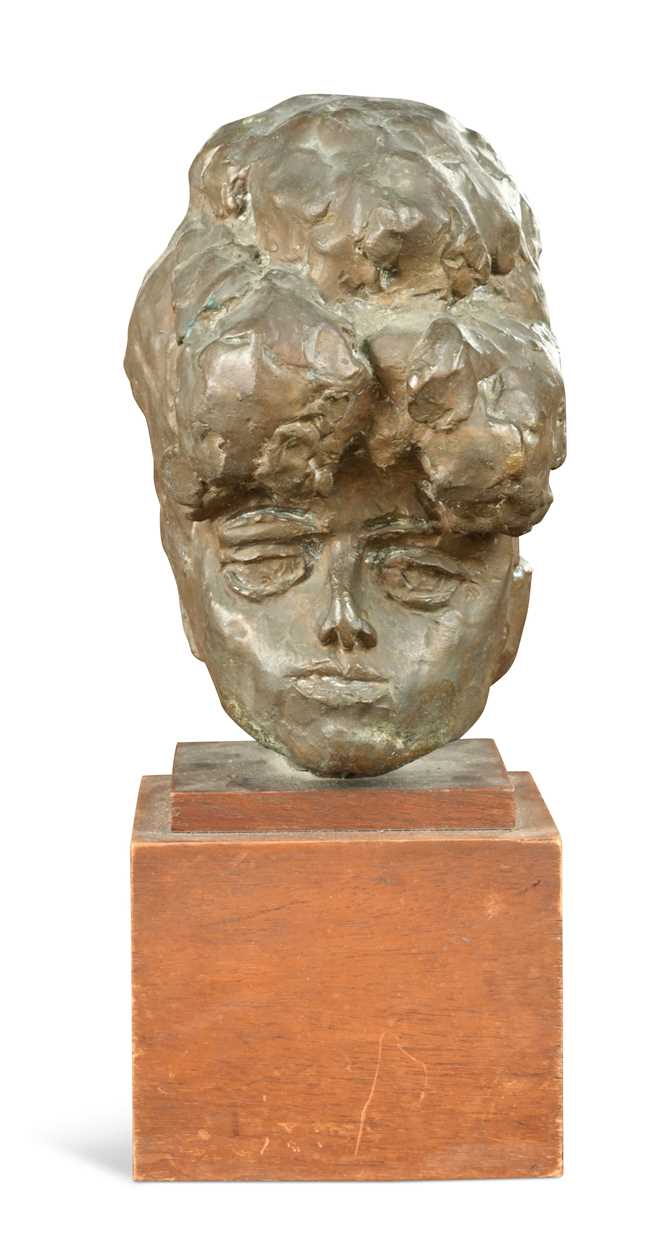A small patinated bronze bust of a lady,