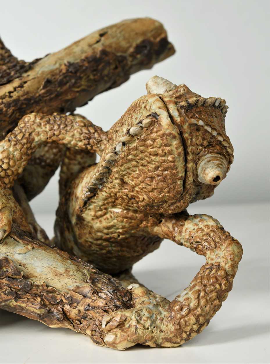 § David Cooke (1970-), a ceramic sculpture of a chameleon on a branch, 1996, - Image 10 of 12