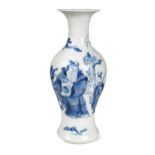 A Chinese blue and white porcelain baluster vase, Qing Dynasty, 19th century,
