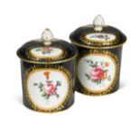 A pair of Chelsea-Derby pomade pots and covers, circa 1770,