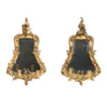 A pair of gilt and gesso girandoles in the rococo style, 19th century,