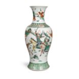 A Chinese famille verte porcelain baluster vase, Qing Dynasty, late 19th century,