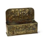 A Dutch pressed brass candle box, 19th century,