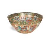 A large Chinese canton famille rose bowl, Qing Dynasty, 19th century,