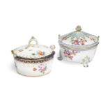 A Chelsea-Derby two-handled butter tub and cover, circa 1775,