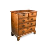 A walnut chest of drawers, 18th century,