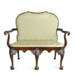 A George II style mahogany two-seater settee,