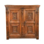 A Flemish oak press cupboard, late 17th/ early 18th century,