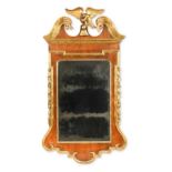 A George II style mahogany and parcel gilt wall mirror, 19th century,