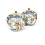 A pair of Chinese famille rose porcelain ginger jars and covers, late Qing Dynasty, circa 1910,