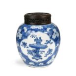 A Chinese blue and white porcelain ginger jar, Kangxi (1662-1722),