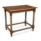 An oak bobbin turned centre table, early 18th century,