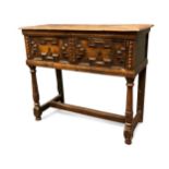 An oak single drawer side table, late 17th century,