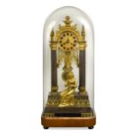 An ormolu and silvered mantel clock in the decorated gothic style, 19th century,