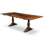 A walnut refectory table, 19th century,