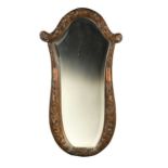 A Continental carved walnut wall mirror, 19th century,